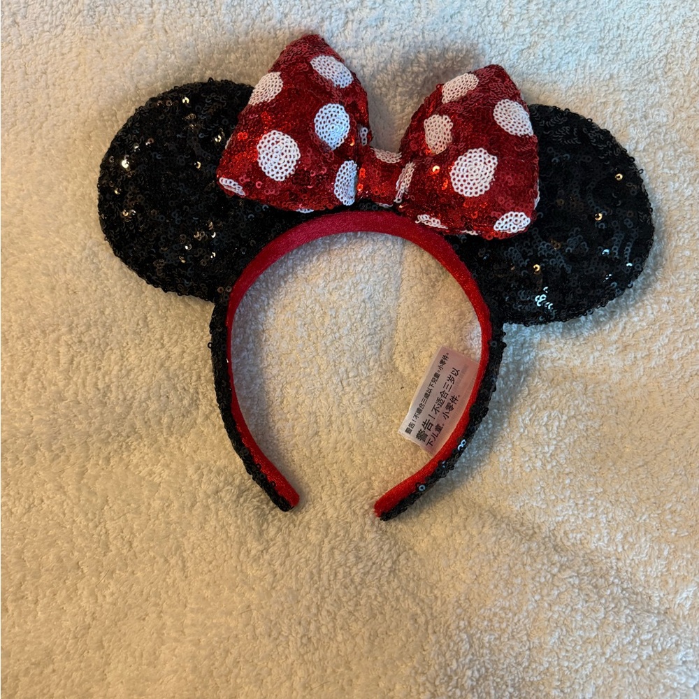 Sparkling Polka Dot Bow Mouse Ears Headband